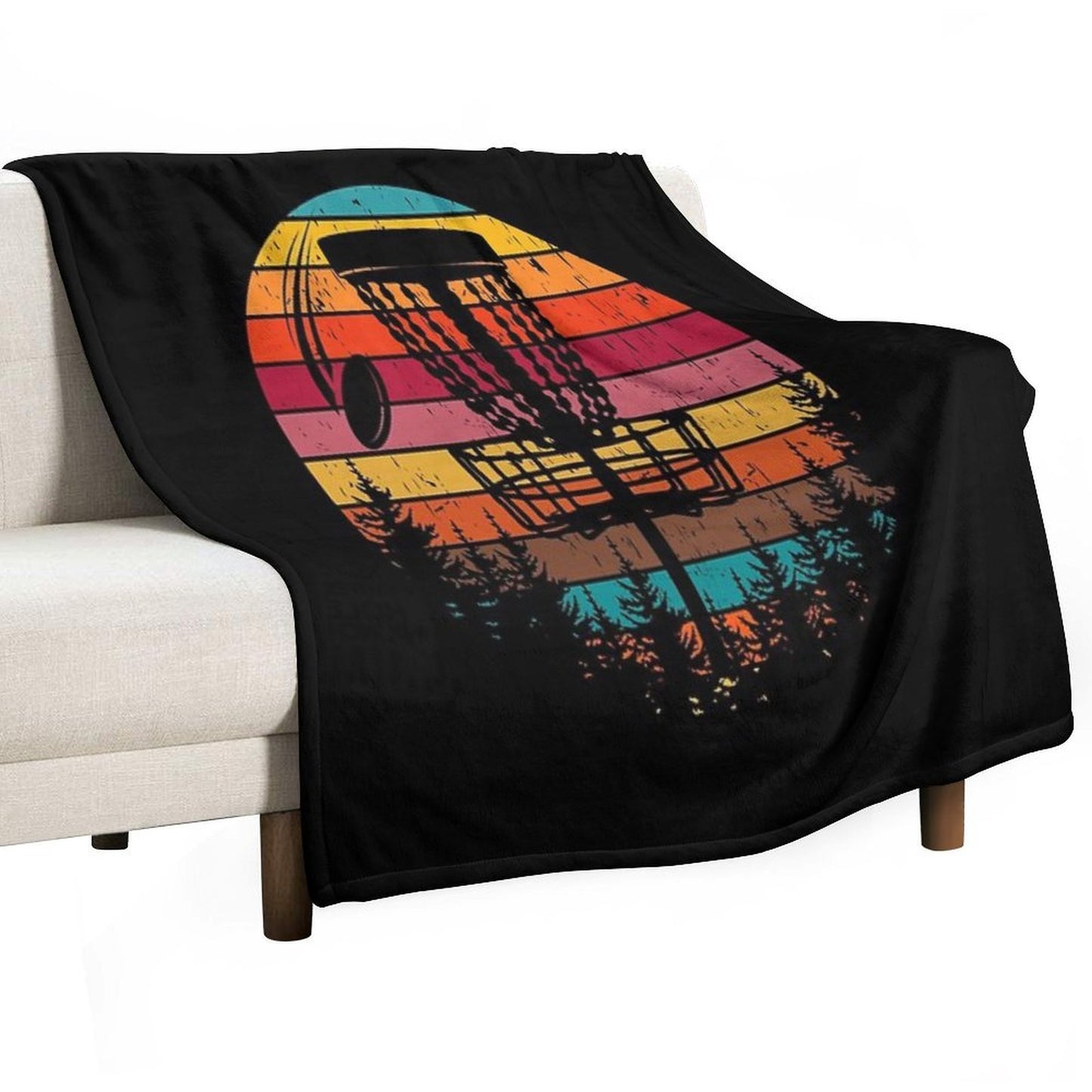 Vintage Disc Golf Frisbee Golf Disc Sport Eco-conscious Throw Blanket