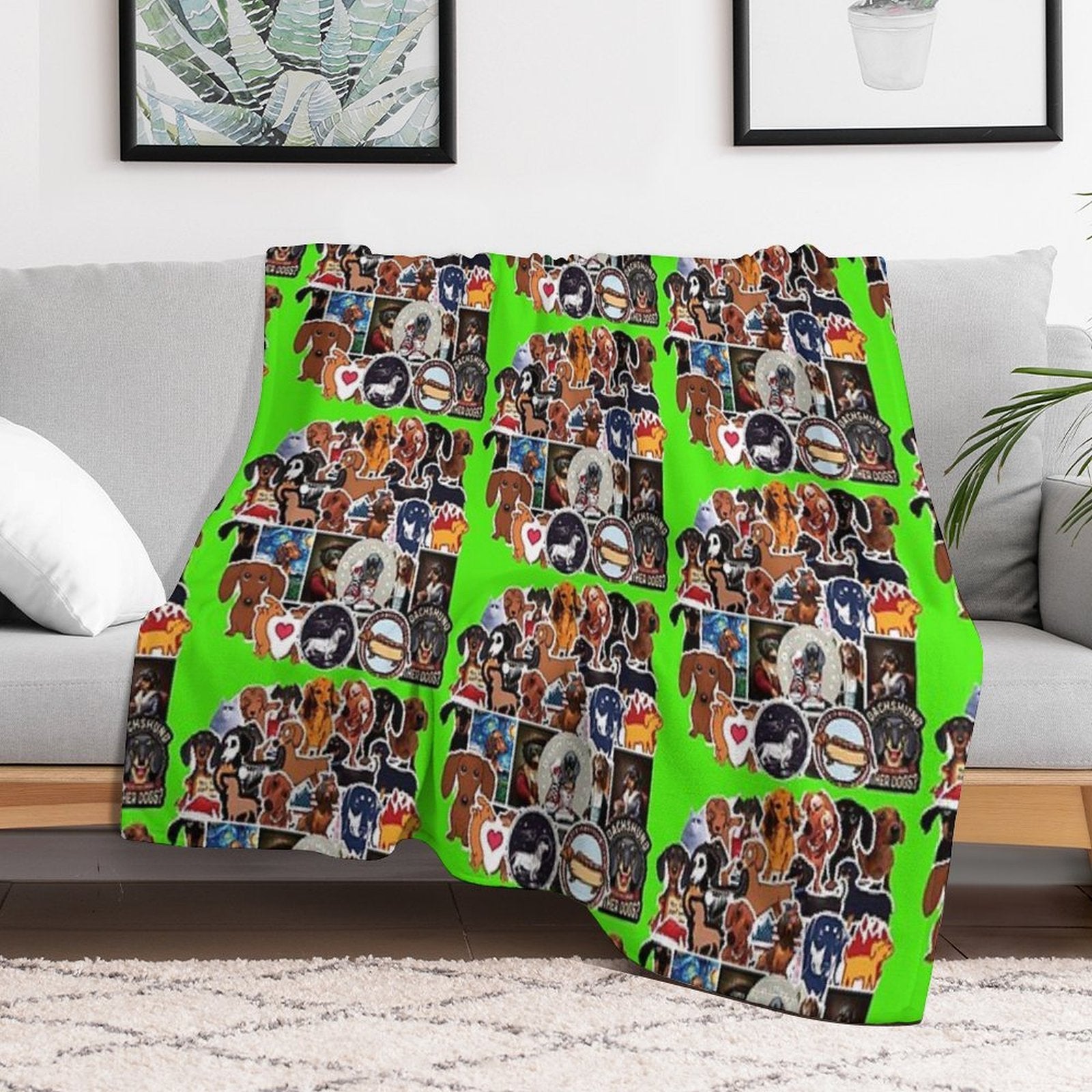I Love Dachshunds, Collage. Easy Care Throw Blanket