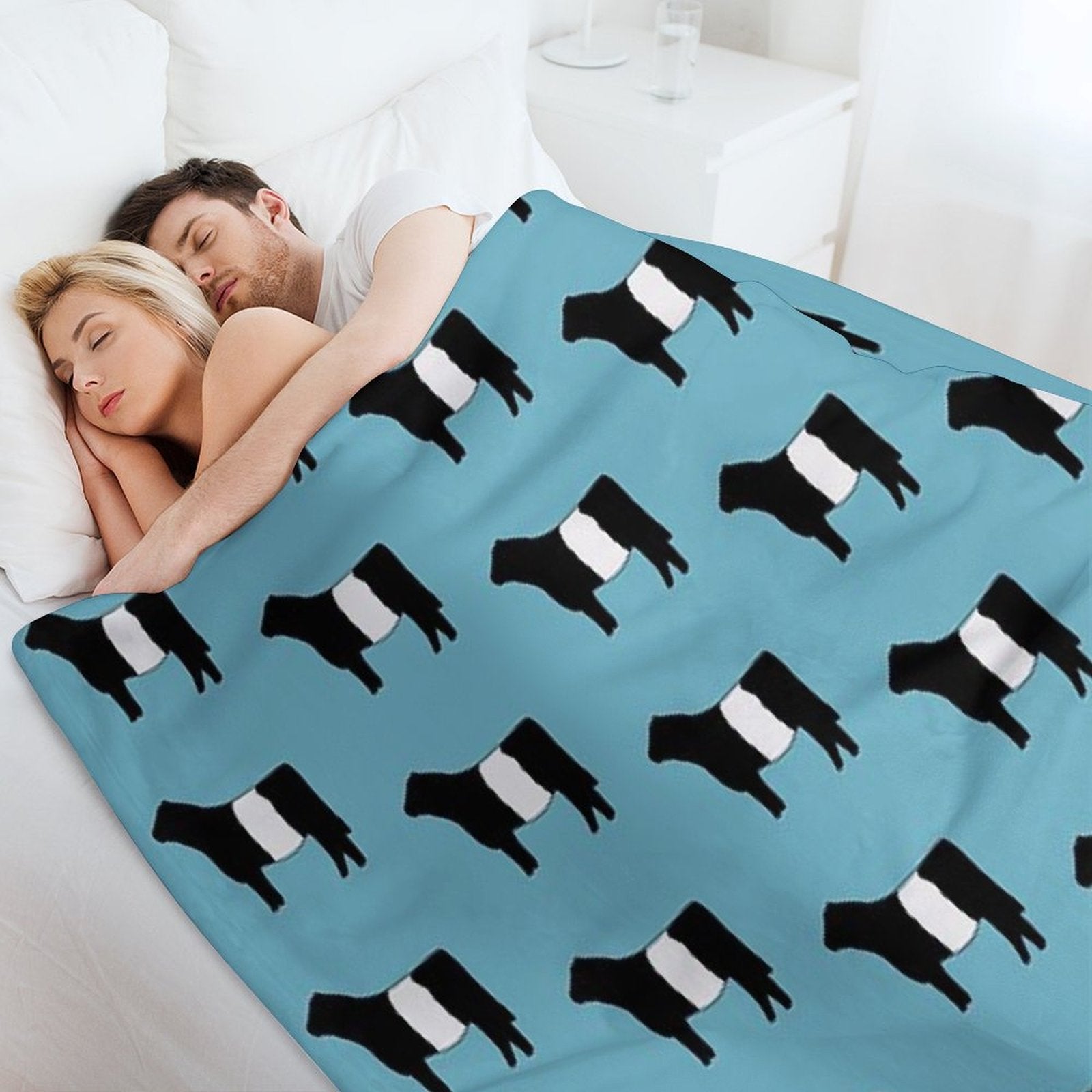 Belted Galloway Cow Plush Throw Blanket