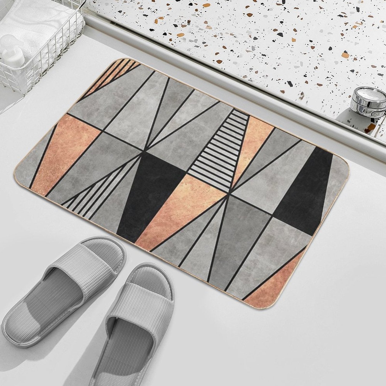 Concrete And Copper Triangles  Odorless Bath Mat