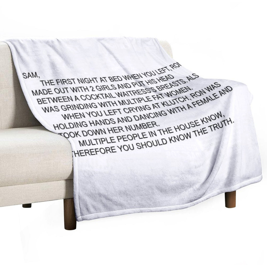 Anonymous Letter to Sammi Machine-washable Throw Blanket