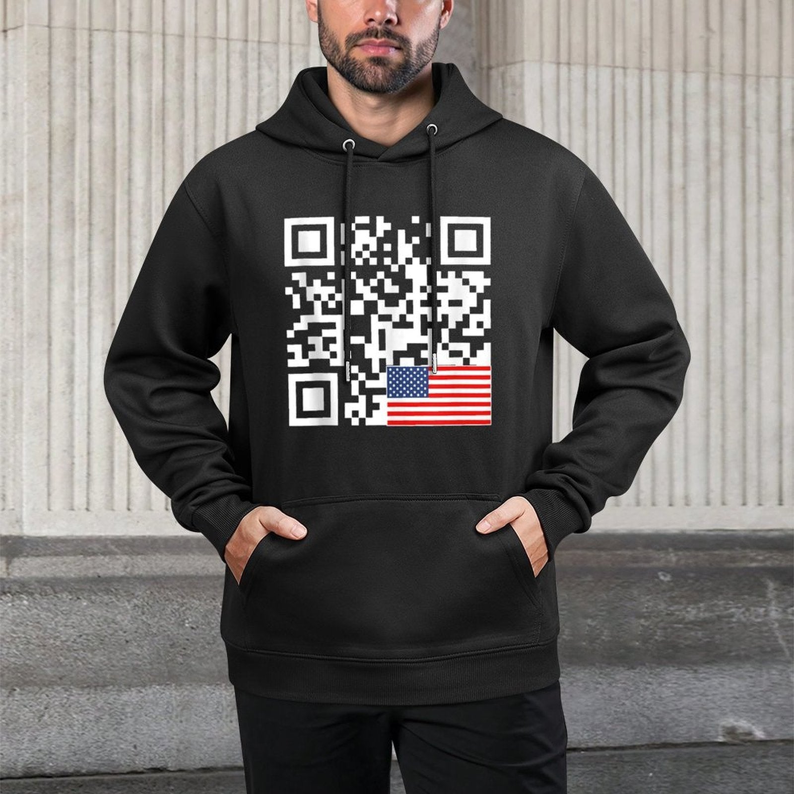 Trump Dance Troll QR Funny President Trump Dance Code Back All-Day Comfort Hoodie