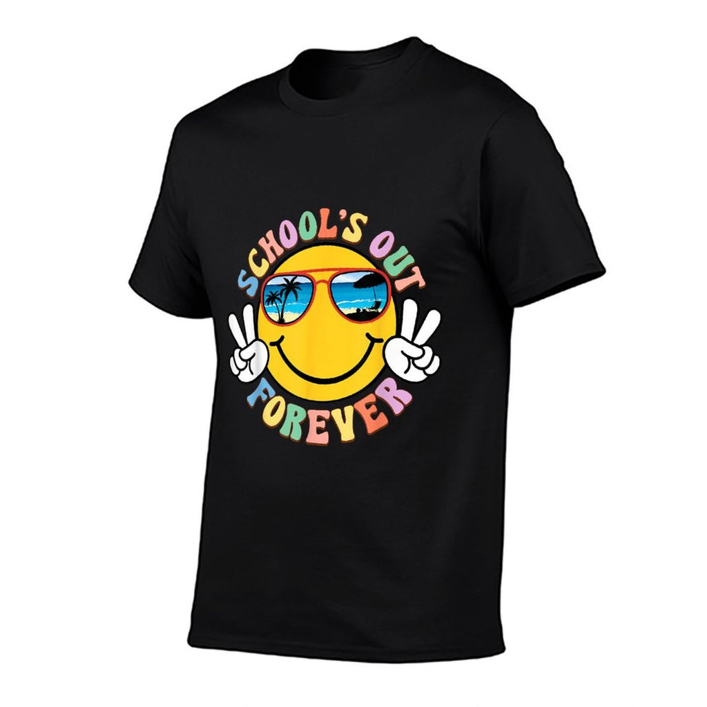Retro Groovy Schools Out Forever Retired Teacher Retirement  Summer-ready Fabric T-Shirt