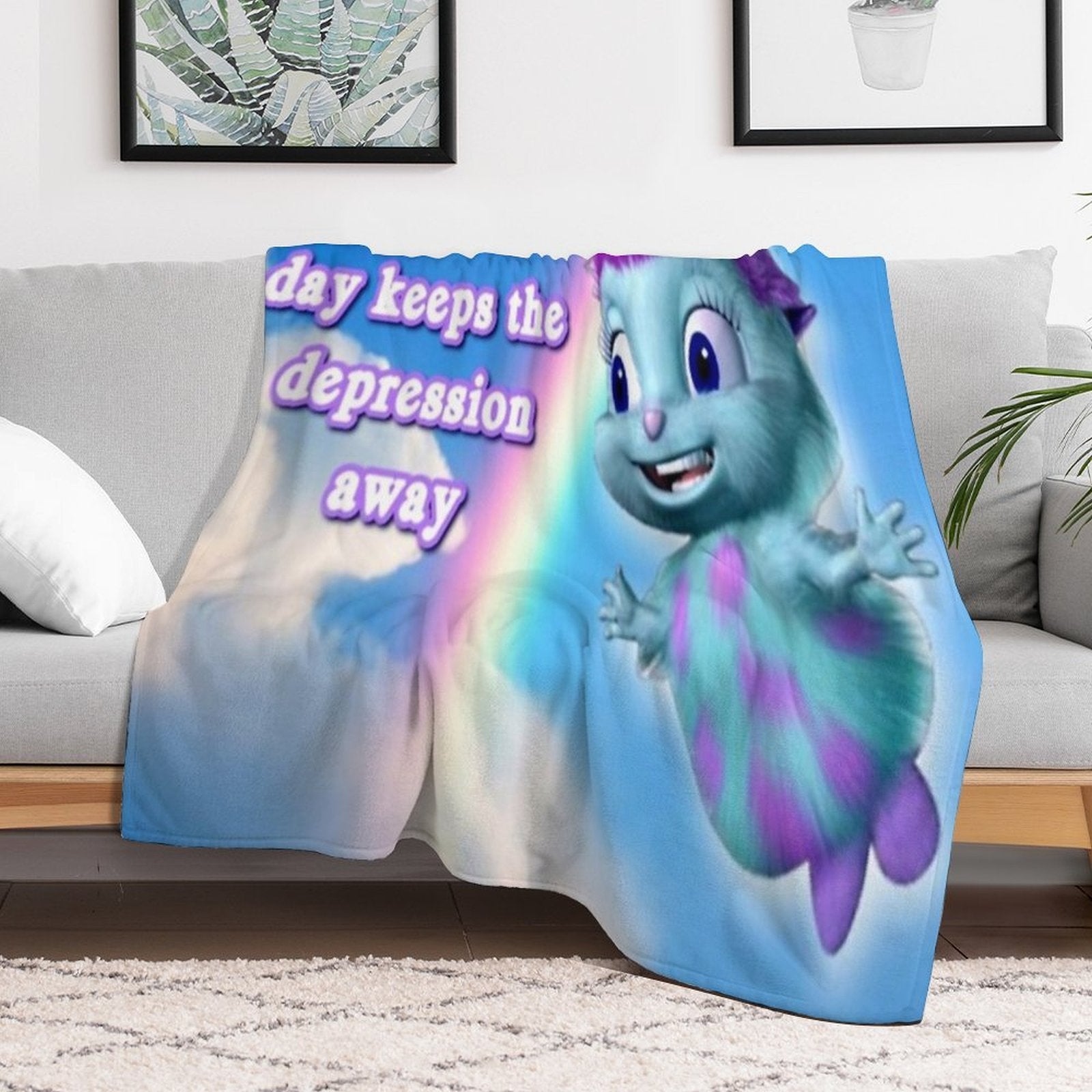 A Bibble A Days Keeps The Depression Away Plush Throw Blanket