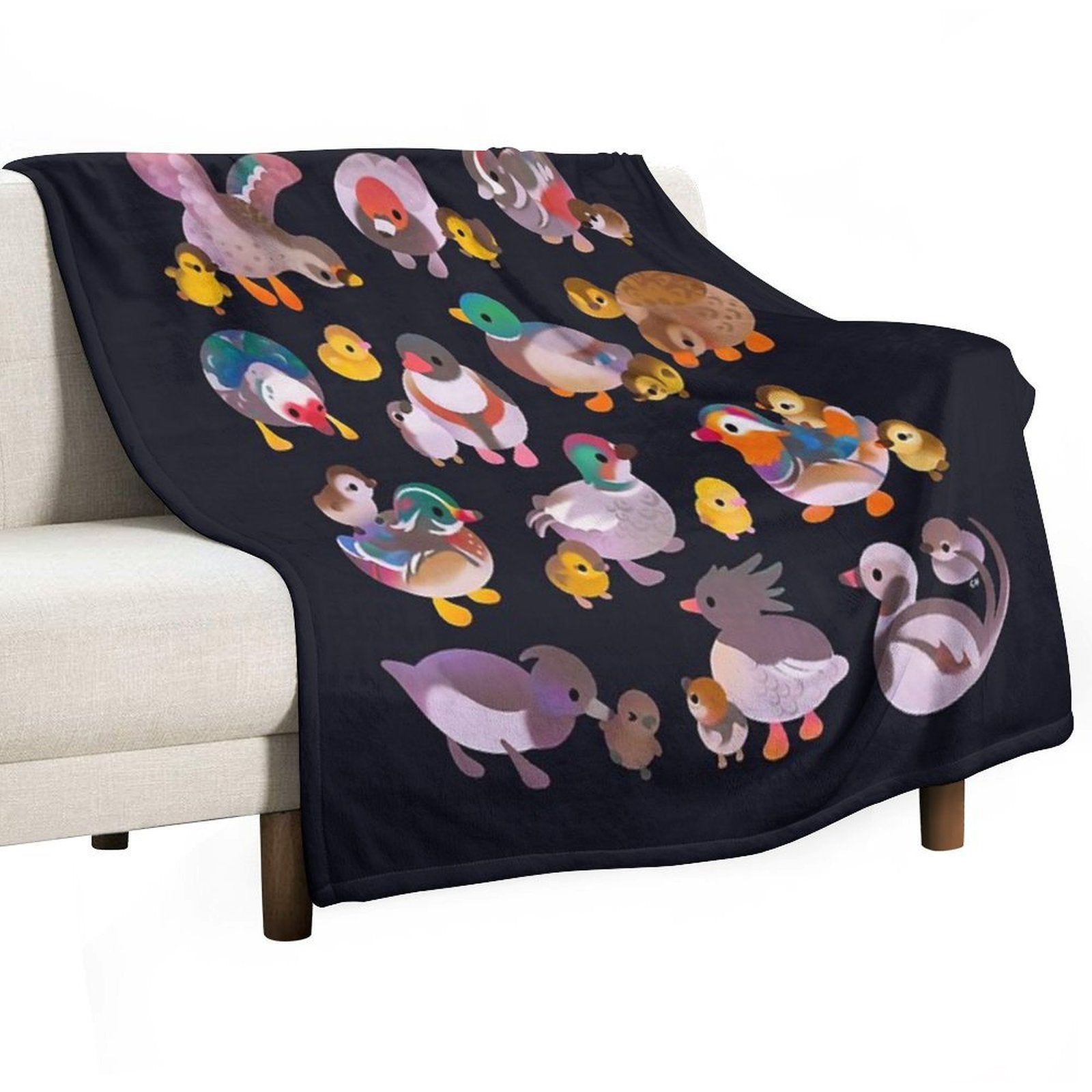Duck And Duckling - Dark Comfort Throw Blanket