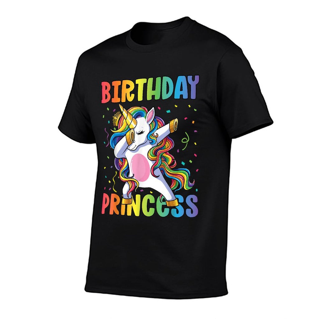 Birthday Princess Girl Kids Women Dabbing Unicorn Girl  Cotton T-Shirt