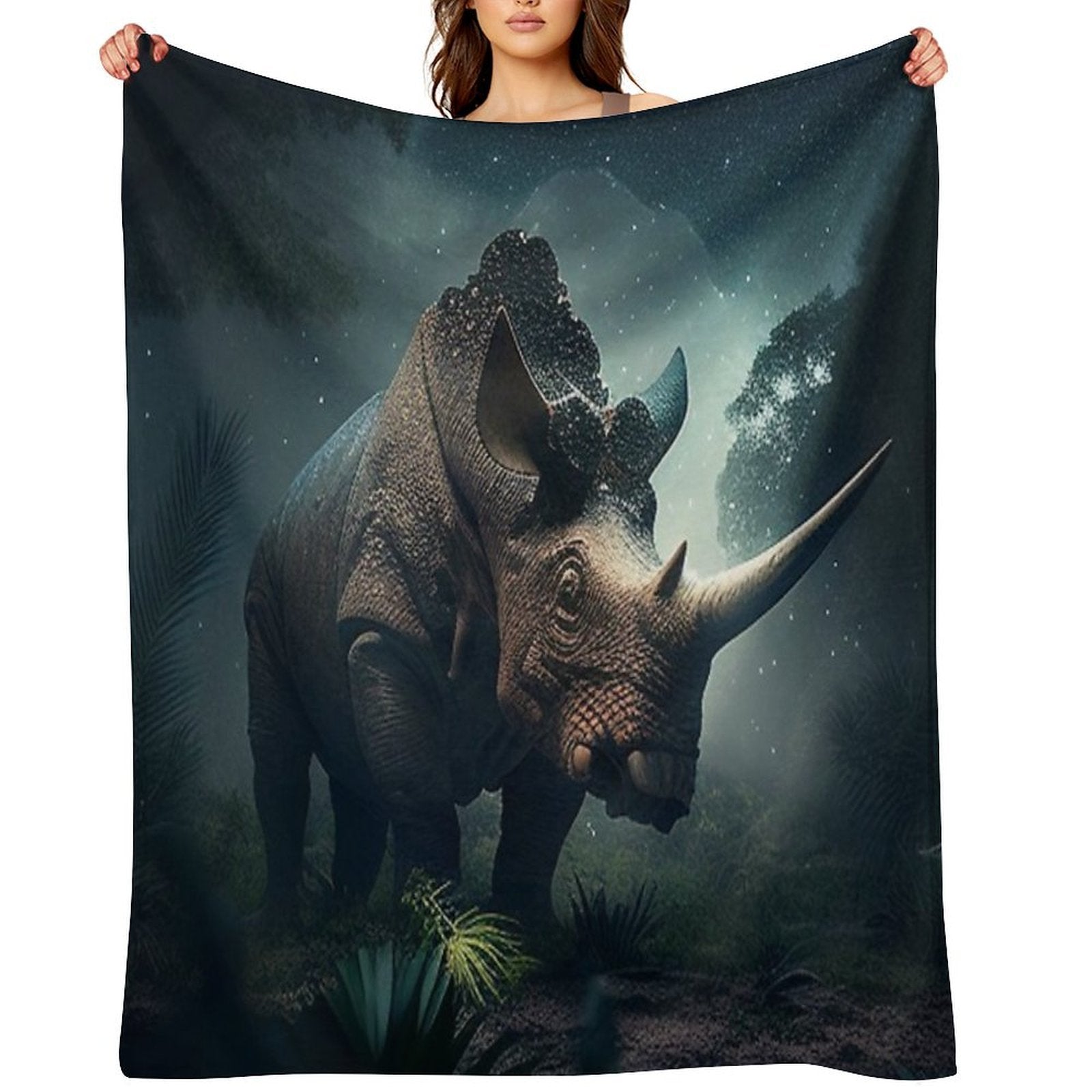 Paleo Art Triceratops Shrink-resistant Throw Blanket