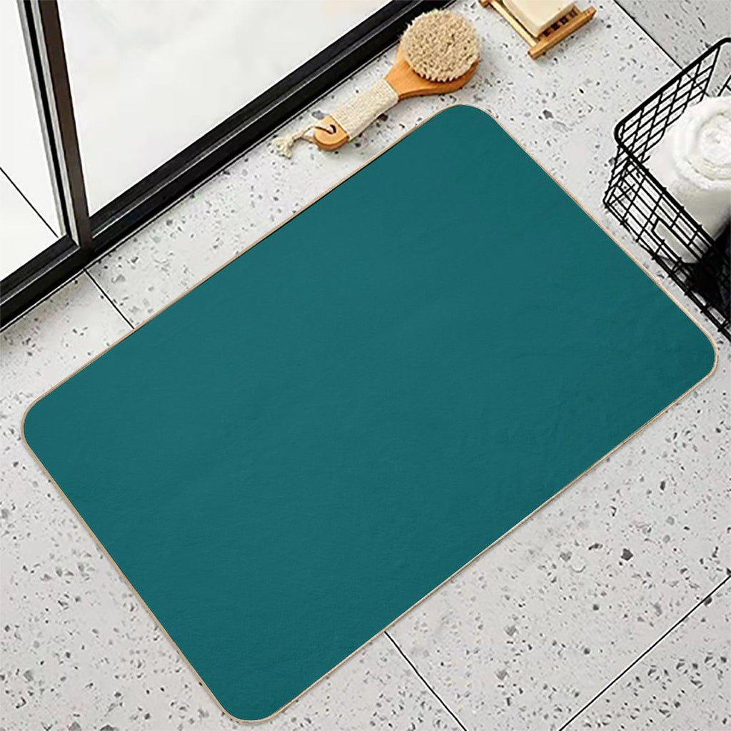 Ocean Blue Blue Solid Color  Slip-Resistant Bath Mat