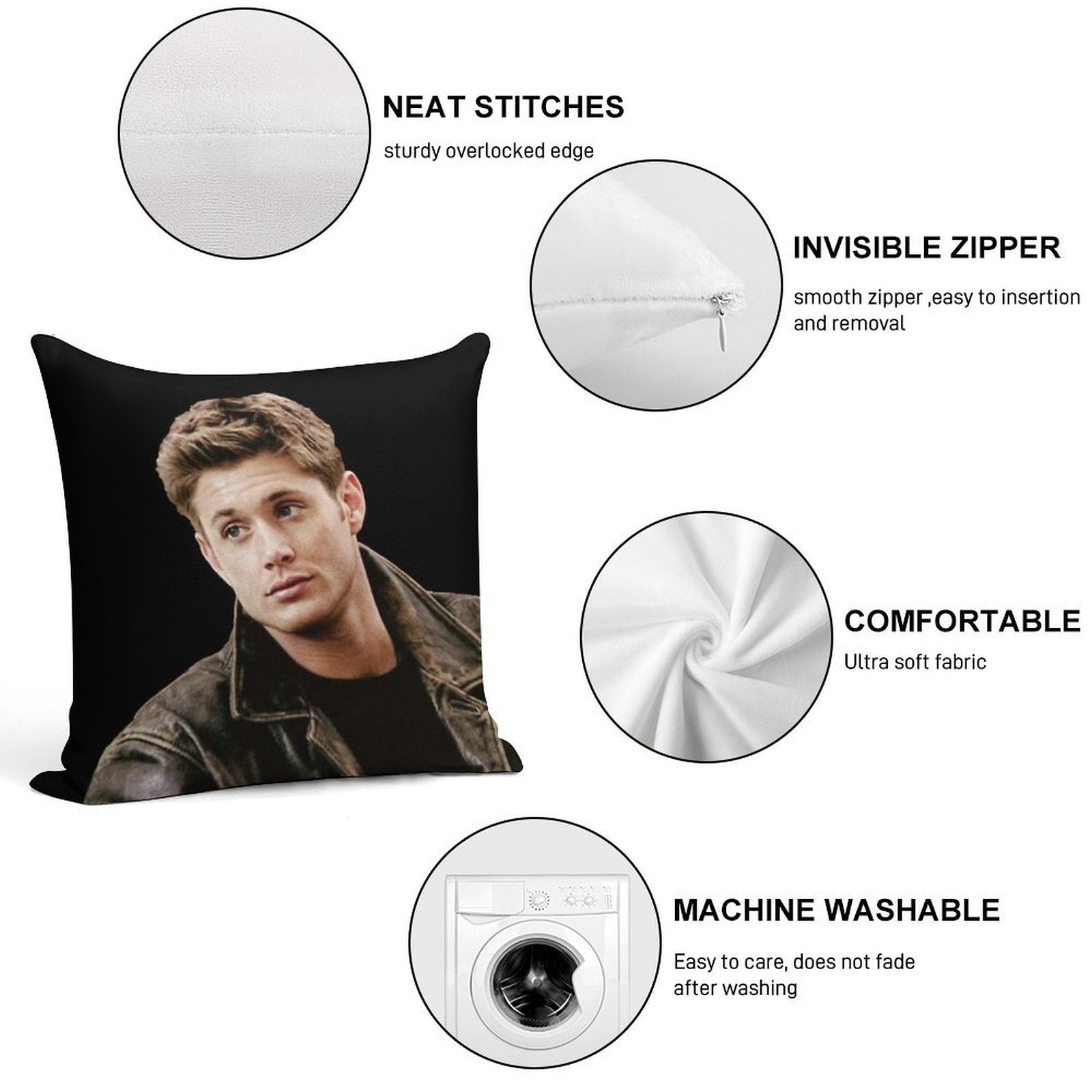 Dean Winchester Supernatural Soft Durable Construction Throw Pillow