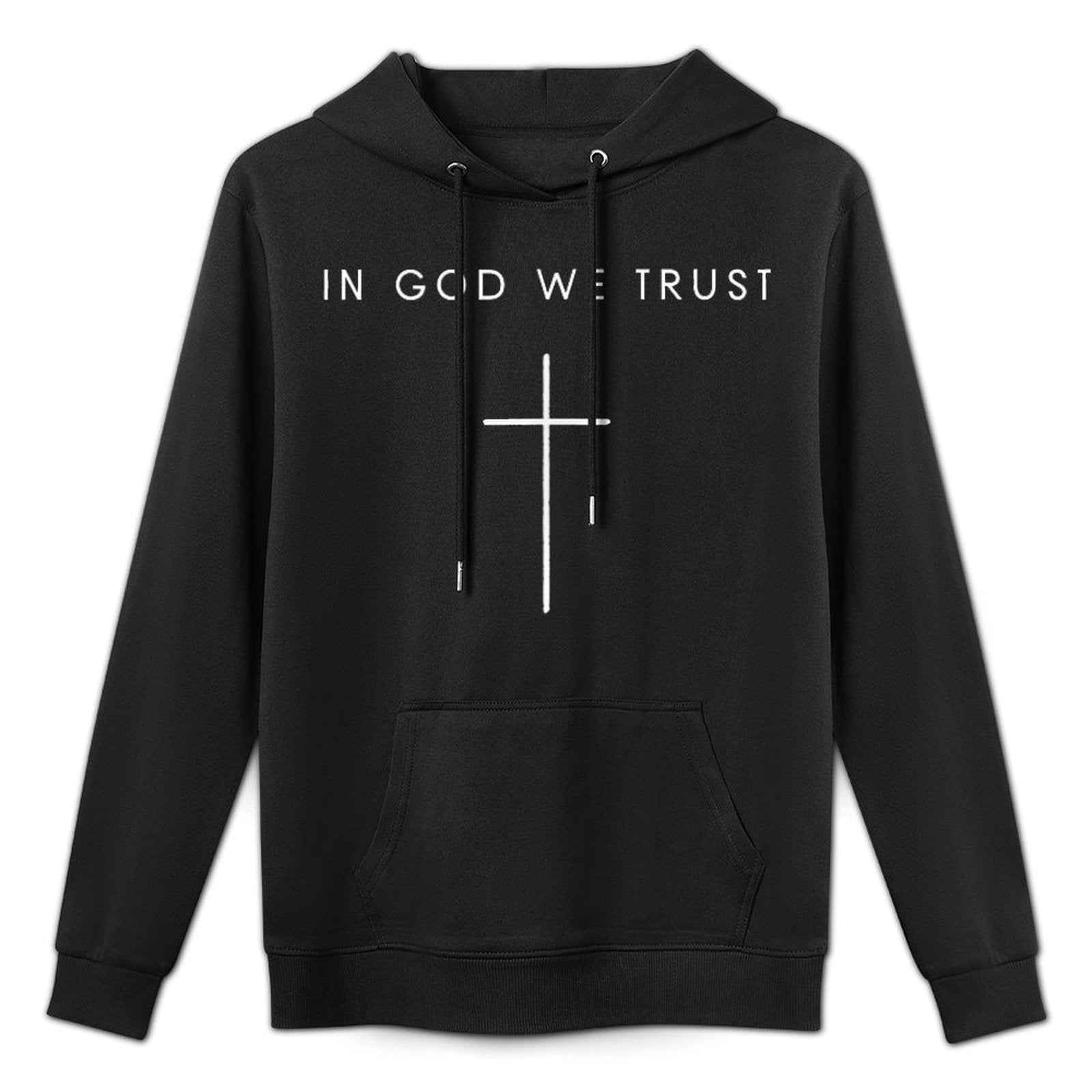 In God We Trust Cross - Minimalist Christian Religious Jesus Medium-Weight Fabric Hoodie