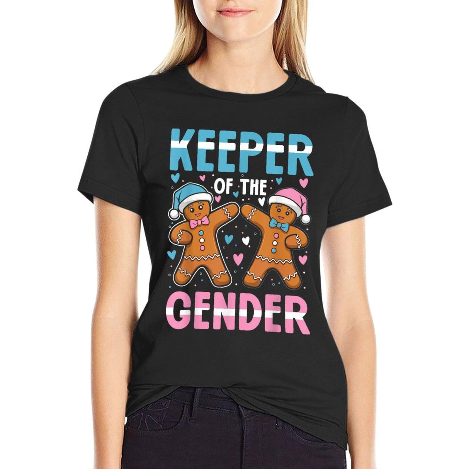 Keeper Of The Gender Funny Gingerbread Gender Reveal Lovers  Polyester Blend T-Shirt