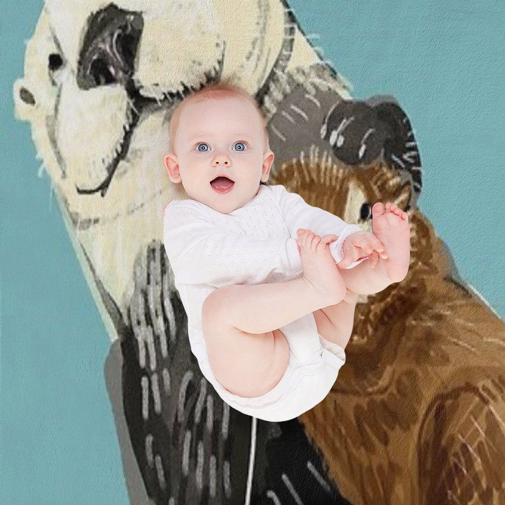 Alaska Sea Otter Mom And Baby Multi-functional Throw Blanket