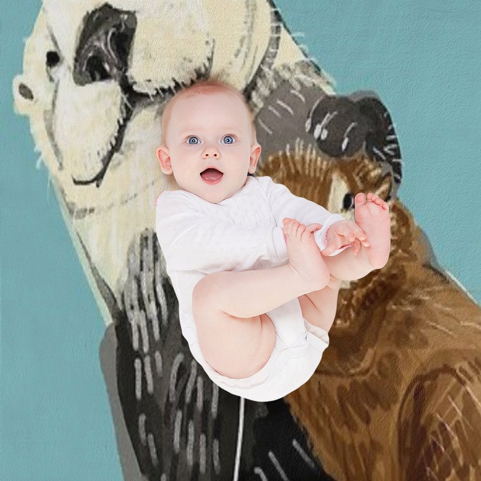 Alaska Sea Otter Mom And Baby Multi-functional Throw Blanket