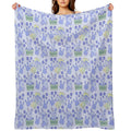 Blueberry Bunny Pattern – Cute Kawaii Animal Illustration Versatility Throw Blanket