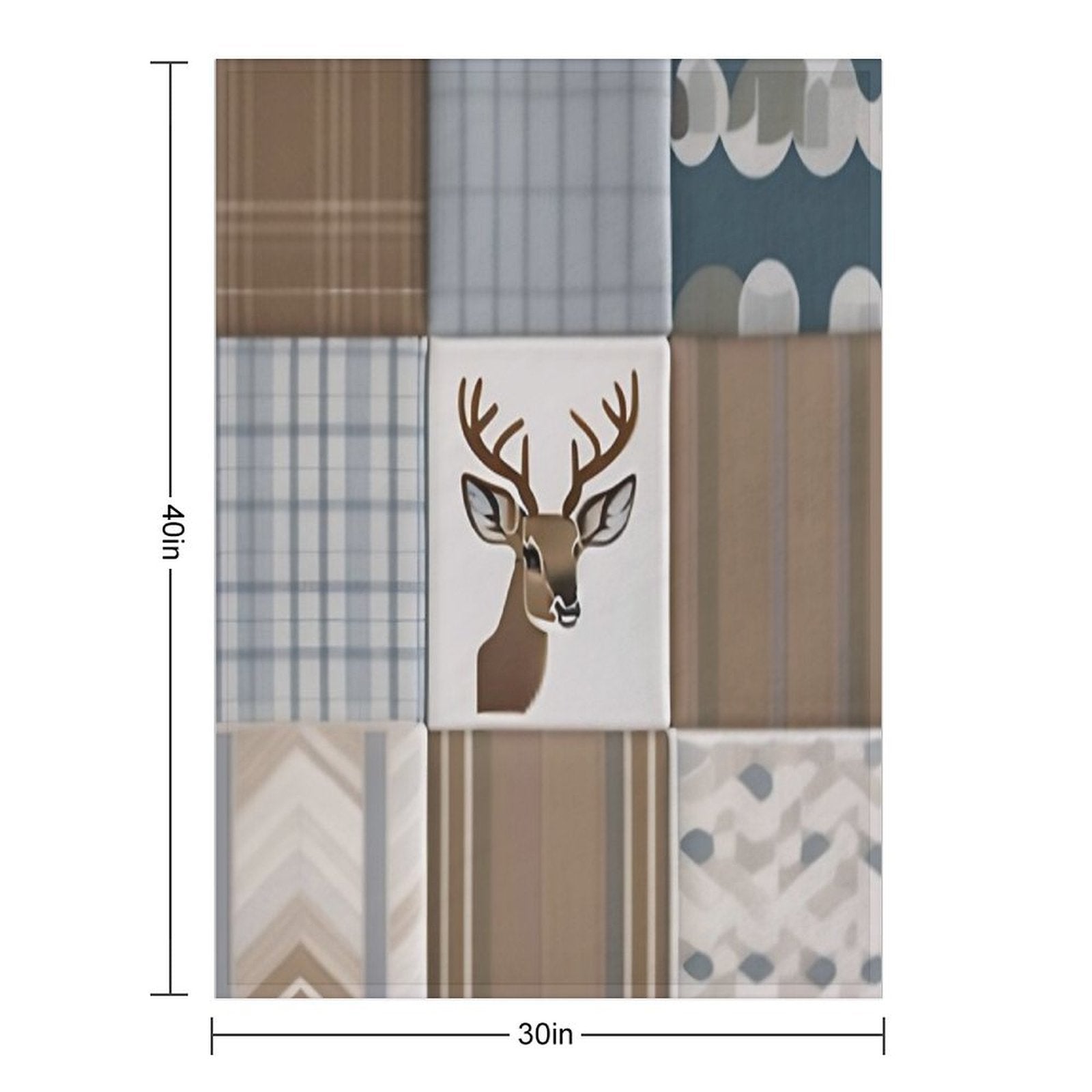 Deer Patchwork - Rustic Neutrals Travel-friendly Throw Blanket