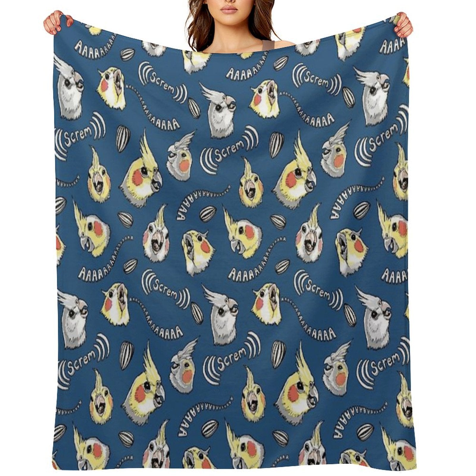 Cockatiel Screm Wrinkle-free Throw Blanket