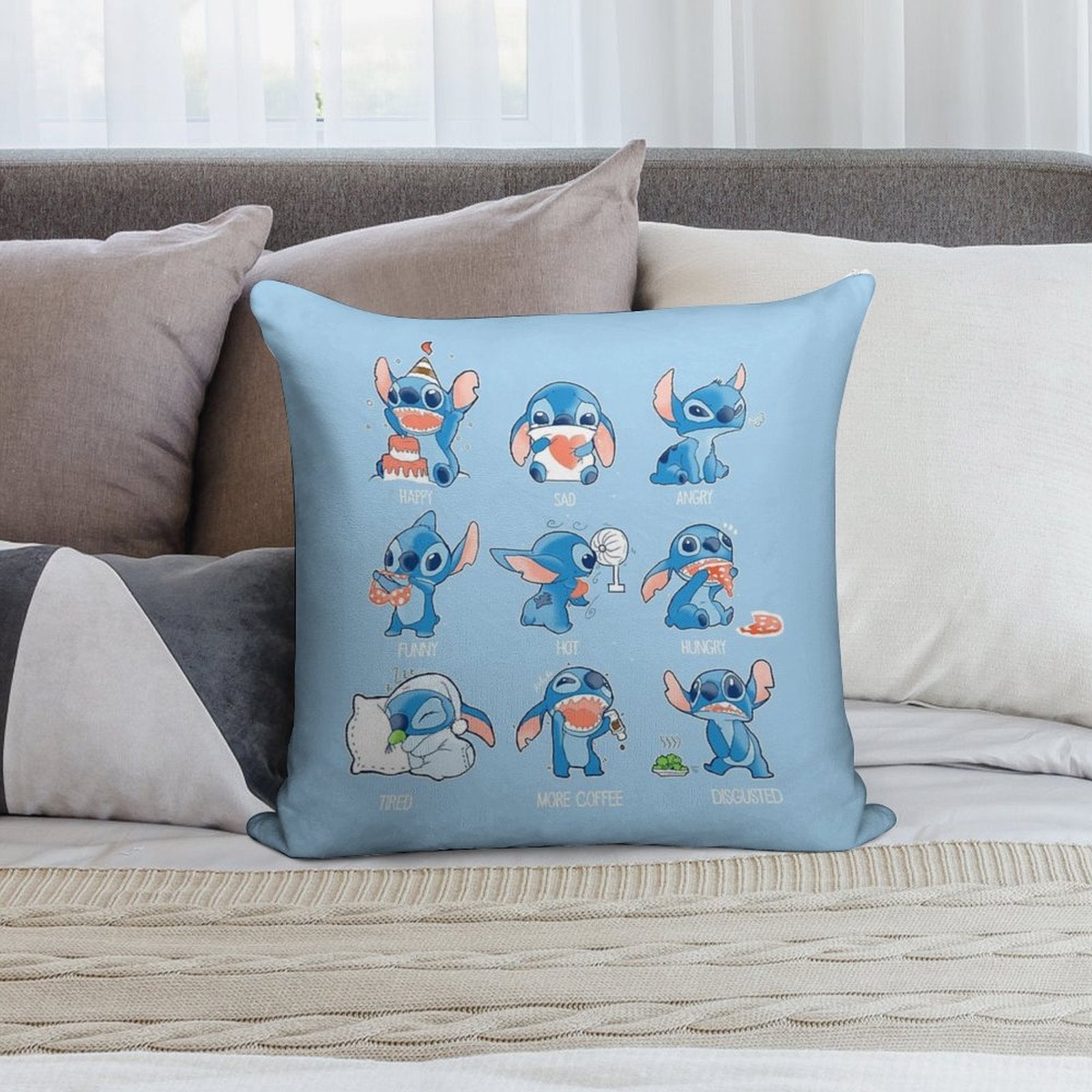 Stitch Emoticon! Soft Multiple Sizes Throw Pillow