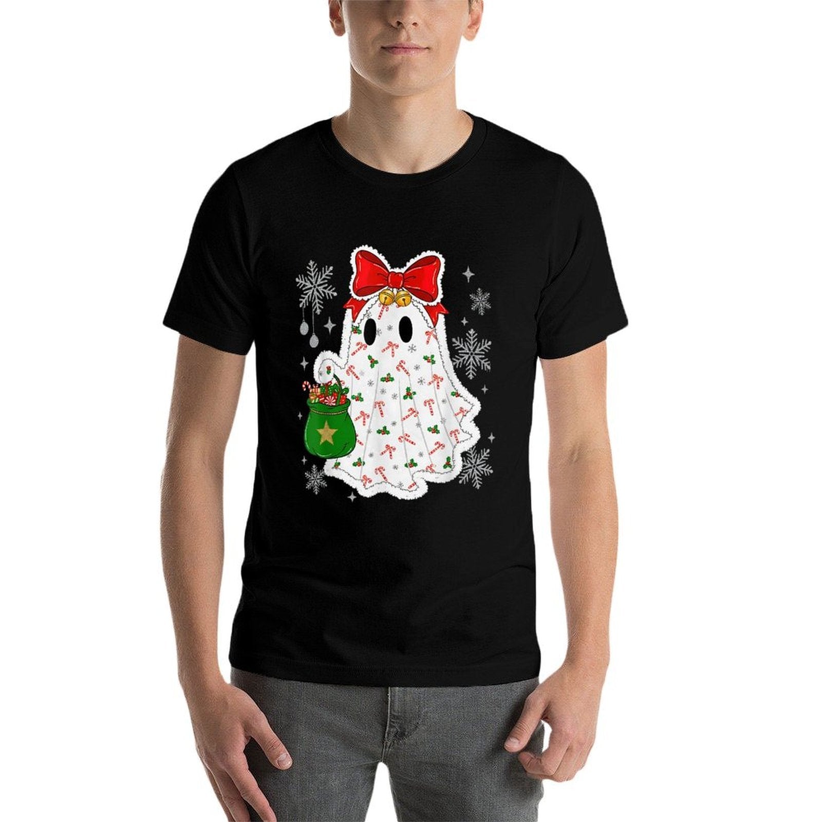 Ghost Christmas Santa Spooky Christmas  Tagless Design T-Shirt
