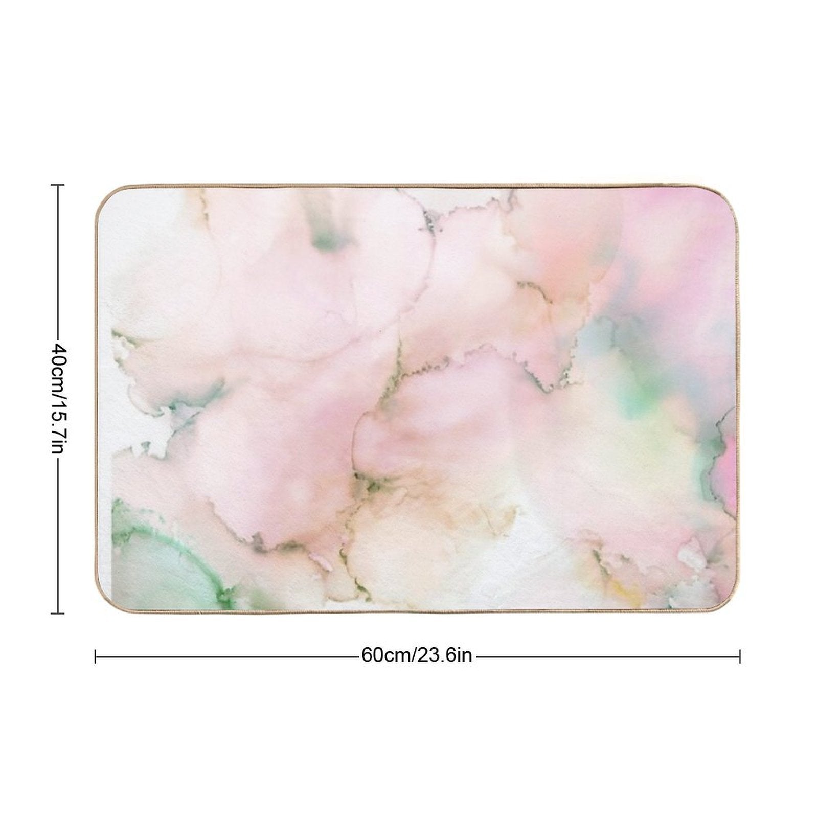 Abstract Ink Green Pink Tan Print by Zouzounio Art  Stain-Proof Bath Mat