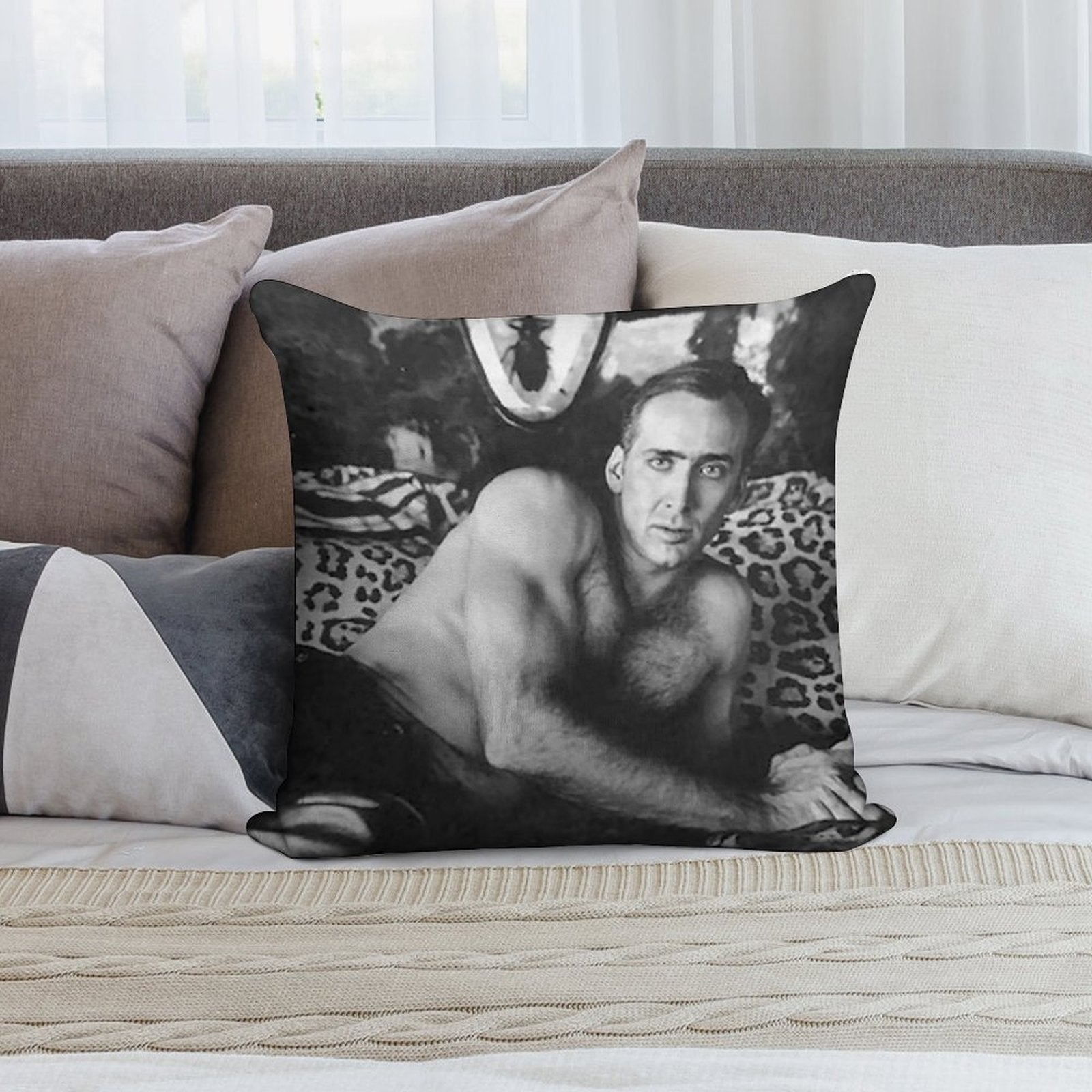 Hot Nicolas Cage Soft Bedroom Essential Throw Pillow