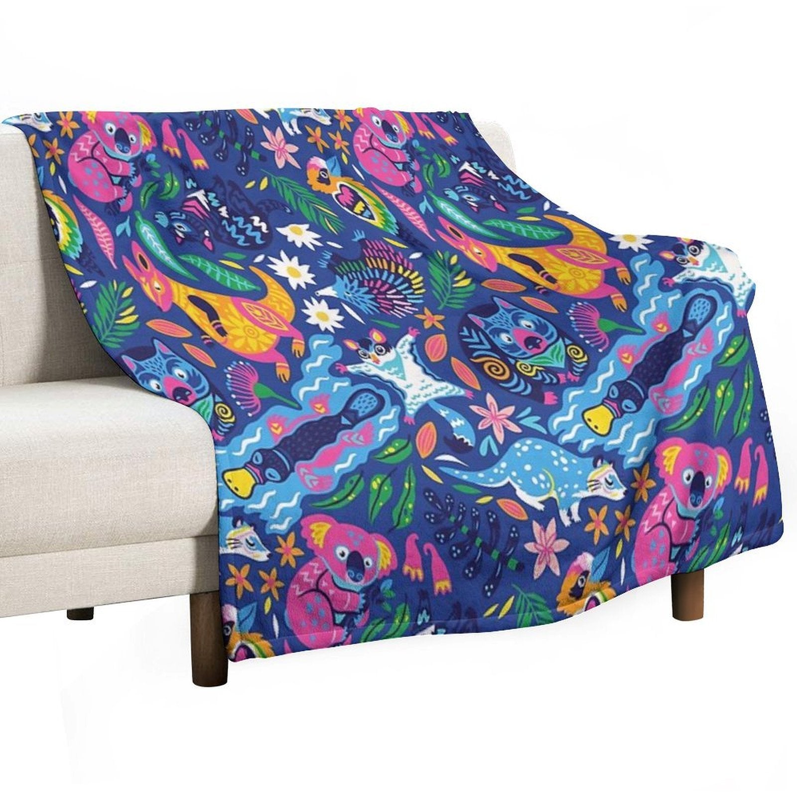 Decorative Australian Animals Velvety-soft Throw Blanket