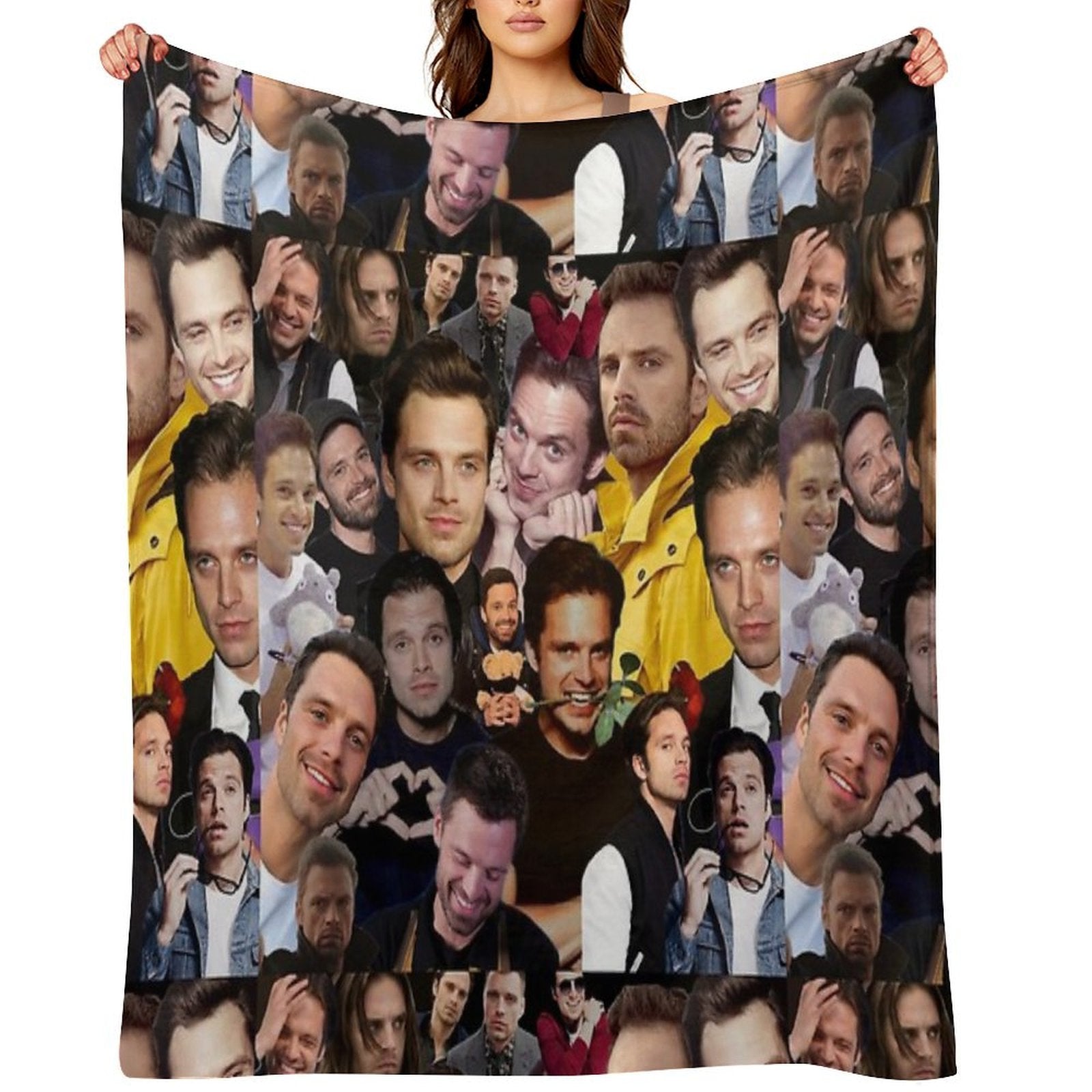 Sebastian Stan Photo Collage Compact Throw Blanket