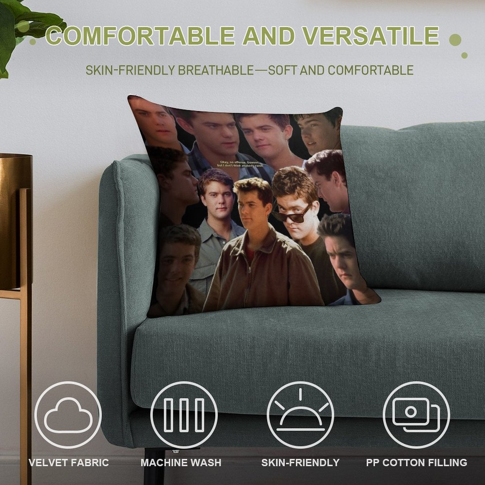 Joshua Jackson Collage Soft Gift Ready Throw Pillow
