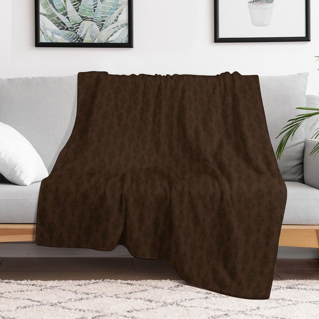 Rust - Antique Repeating Pattern Easy Care Throw Blanket
