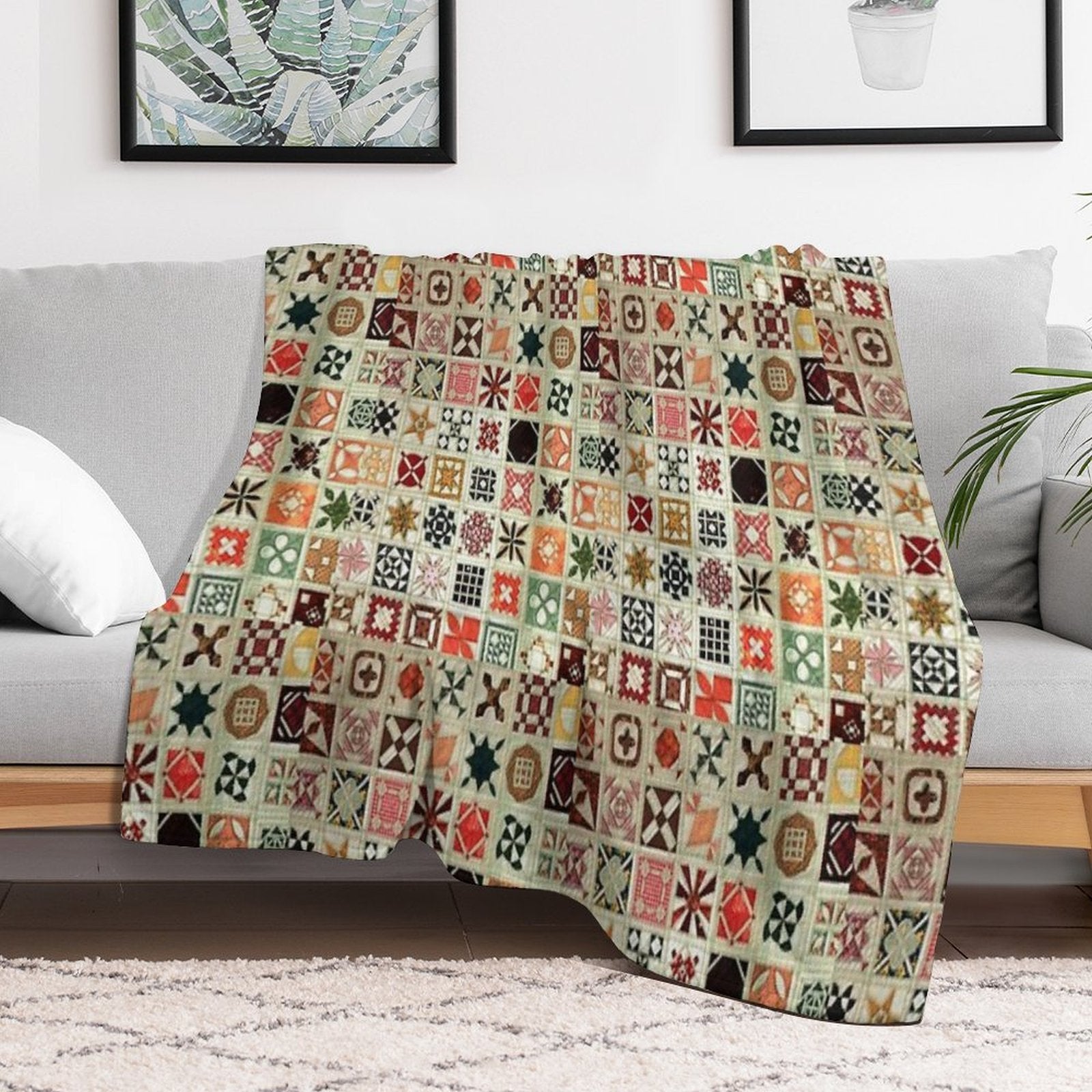 Patchwork Patterns Quick-dry Throw Blanket