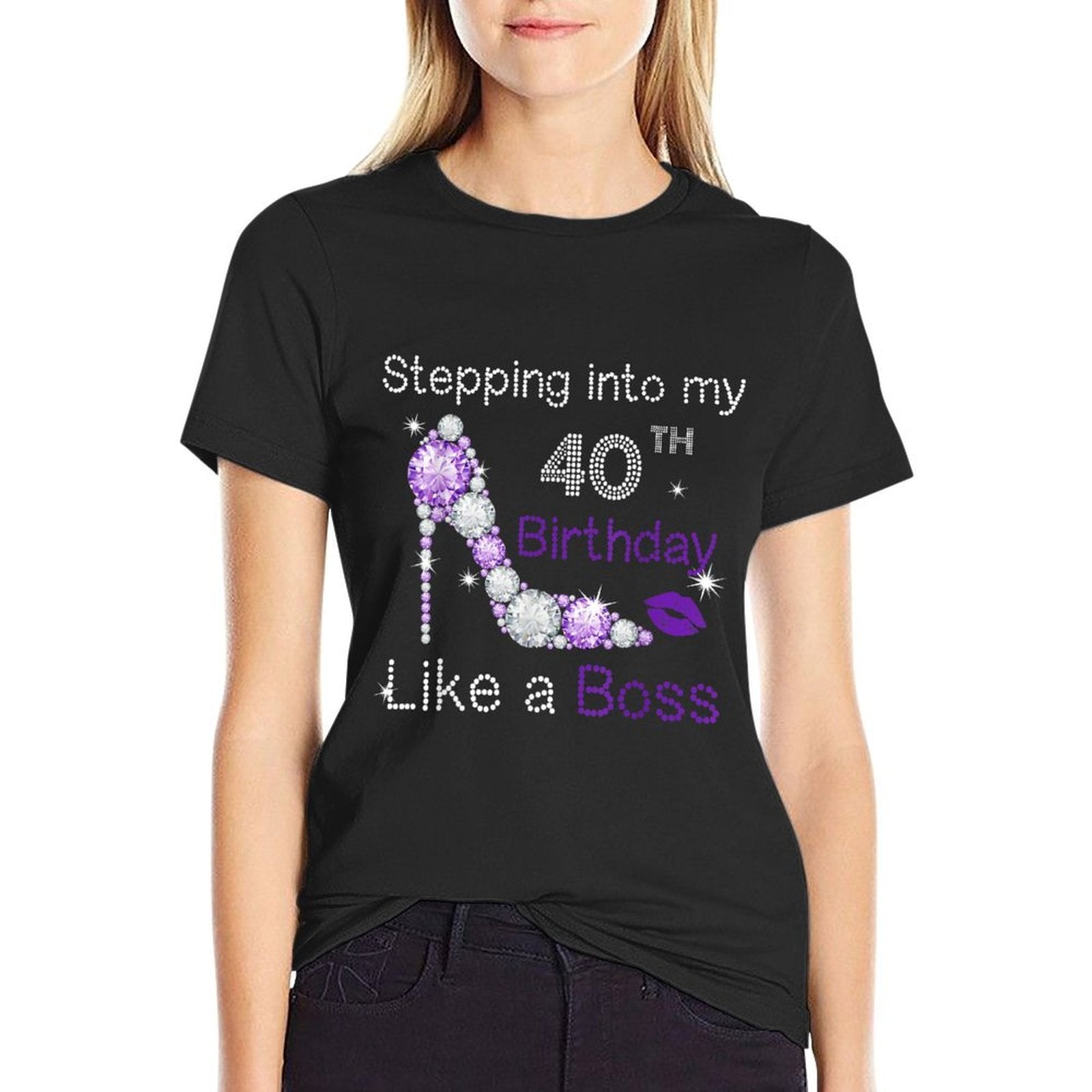 Stepping Into My 40th Birthday Like A Boss Funny For Women  Heathered Texture T-Shirt
