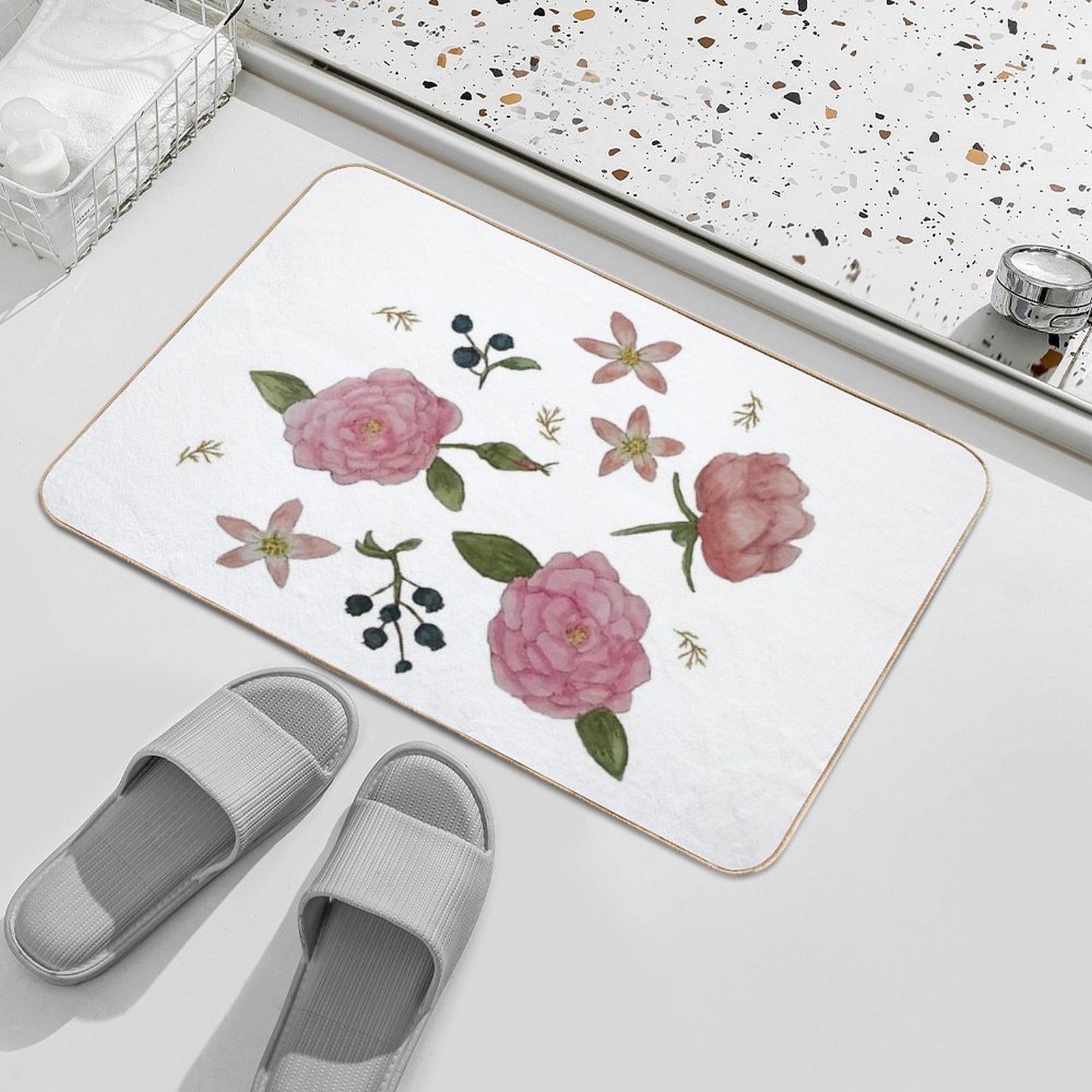 Evie's Flowers  Non-Slip Bath Mat