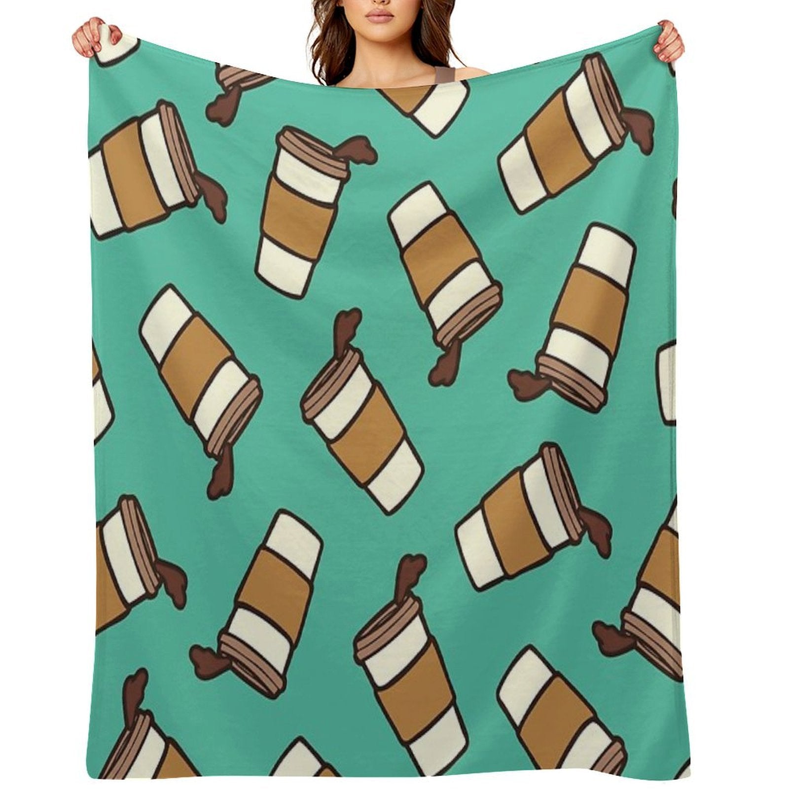 Take It Away Coffee Pattern Shrink-resistant Throw Blanket