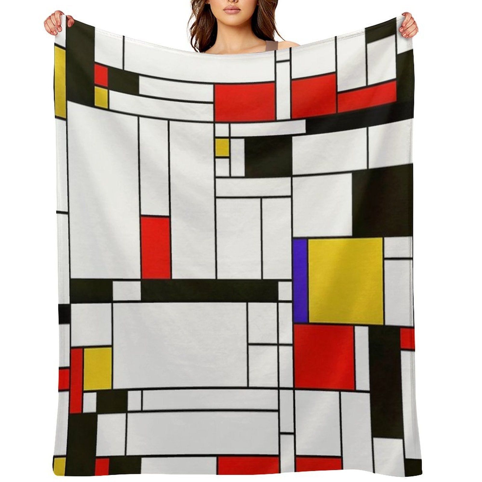 Mondrian Style Abstract Art Premium Throw Blanket