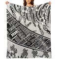 Black And White Polynesian Tribal Distressed Gift-ready Throw Blanket