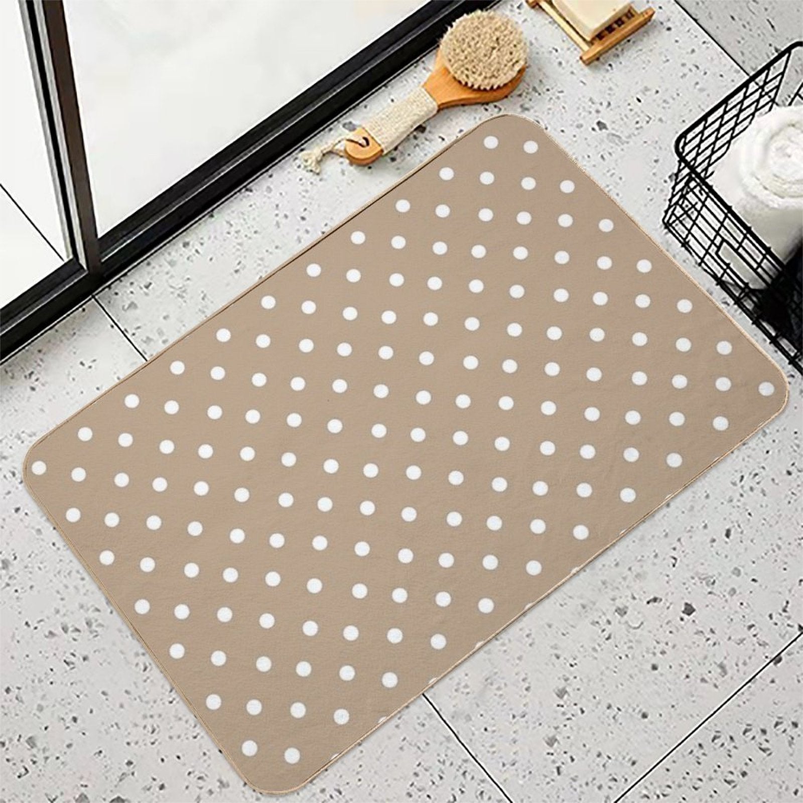 Polka Dot,dots,circles,nude,beige Background  Toxin-Free Bath Mat