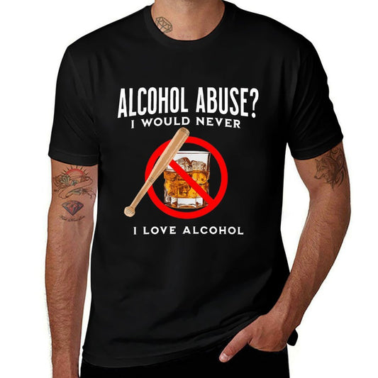 Alcohol Abuser  Funny Drinking Design, Adult Humor Graphic  Trendy Pattern T-Shirt