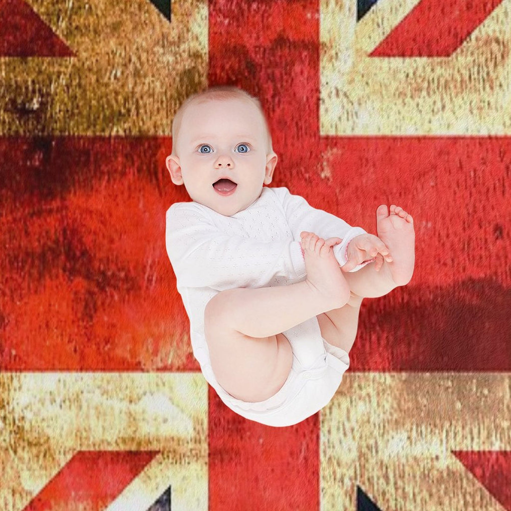 British UK Flag Grunge Vintage Sustainable Throw Blanket