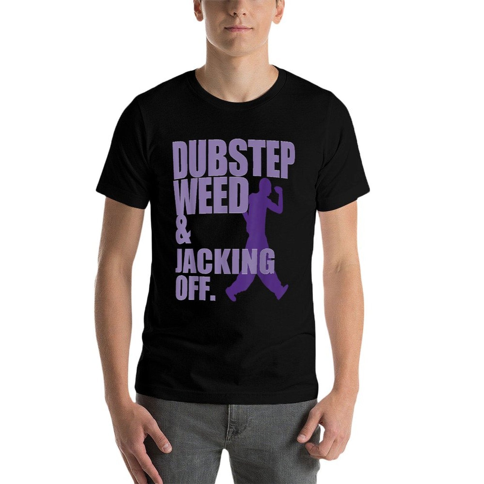 Dubstep Weed And Jacking Off Funny  Ribbed Collar T-Shirt