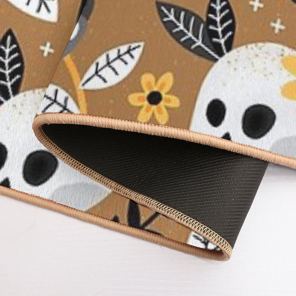 Black Cat And Floral Skull  Long-Lasting Bath Mat