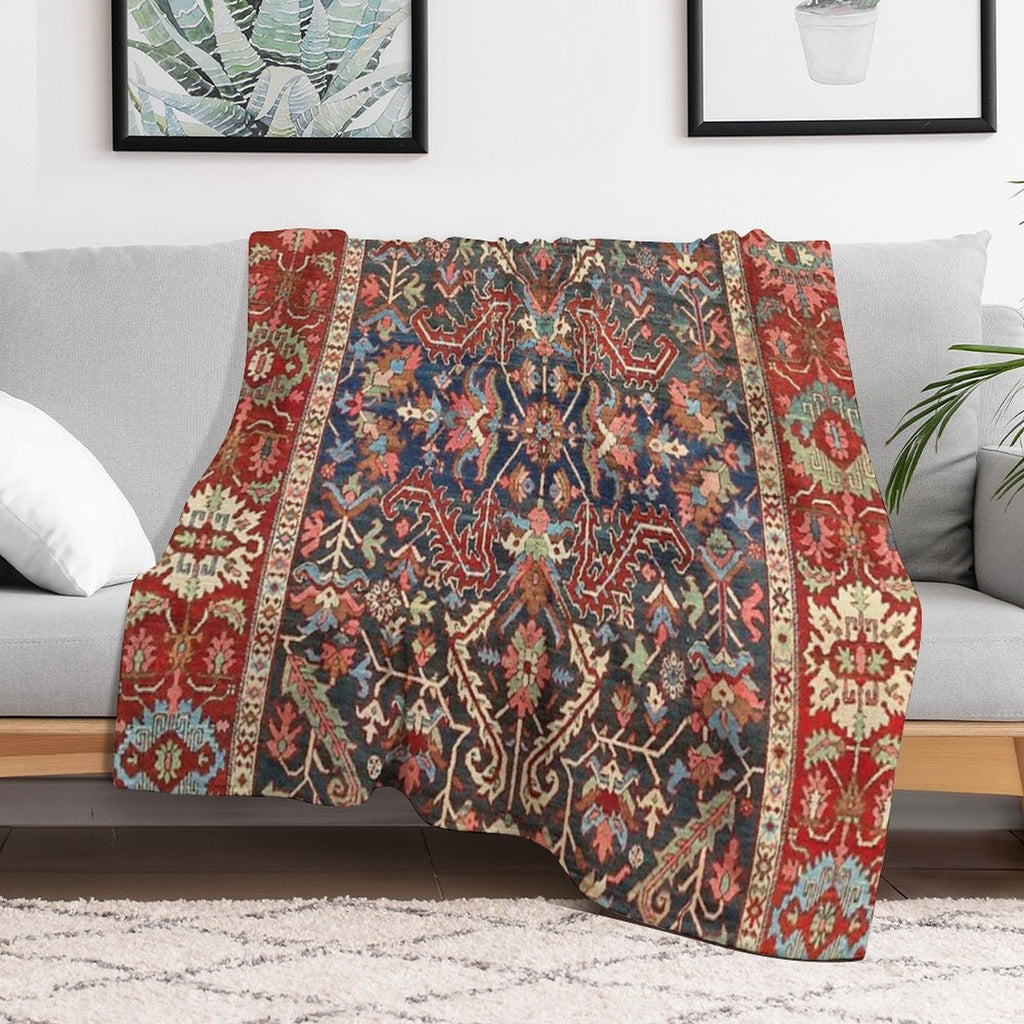 Antique Floral Persian Carpet Print Gift-ready Throw Blanket