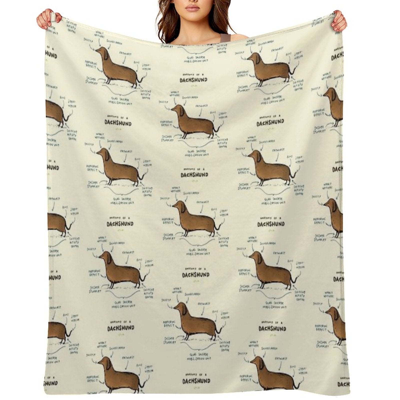 Anatomy of A Dachshund Premium Throw Blanket
