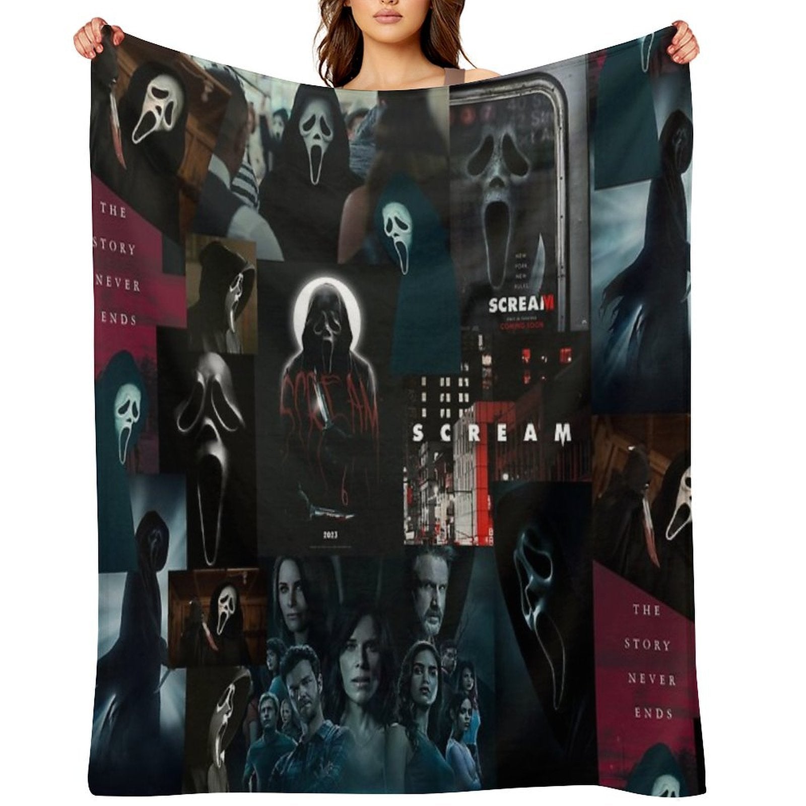 Scream Horror Movie Collage All-season Throw Blanket
