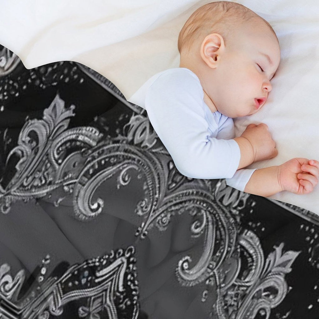 RogerPattern - Timeless Elegance Black & Gray Bandana for Fashion & Home Gift-ready Throw Blanket