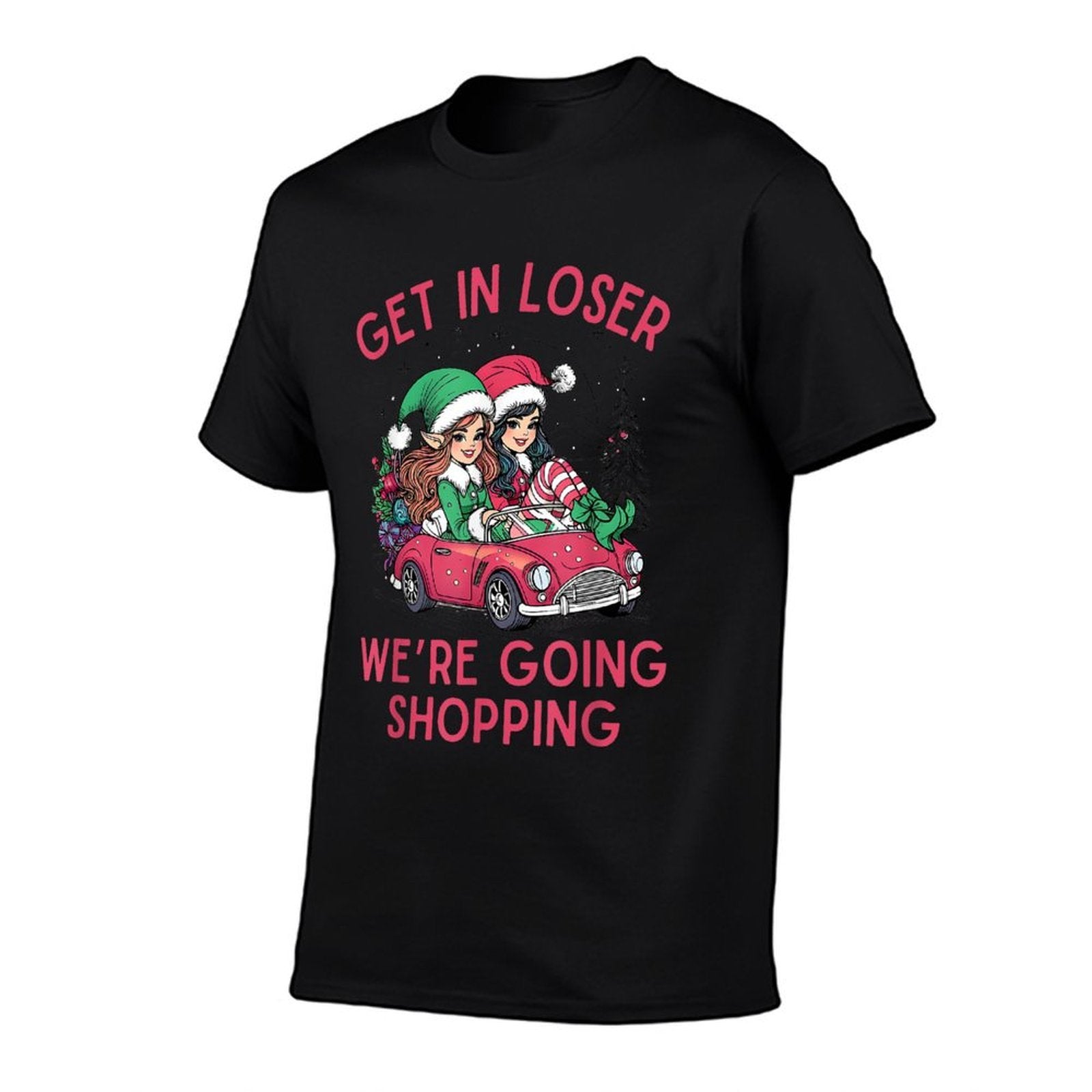 Get in Loser Were Going Shopping Vintage Christmas Elf  Heathered Texture T-Shirt
