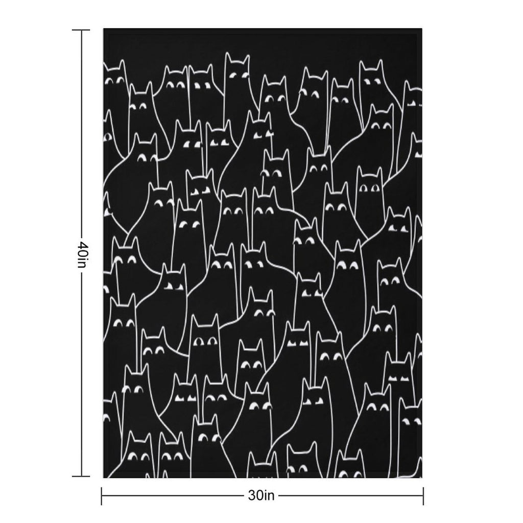 Suspicious Cats (Minimal White Linework Version) Versatility Throw Blanket