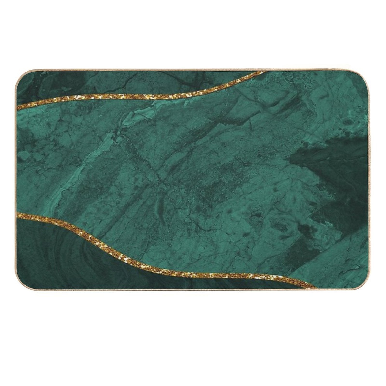 Organic Marbled Pattern Emerald Green  High-Traffic Bath Mat