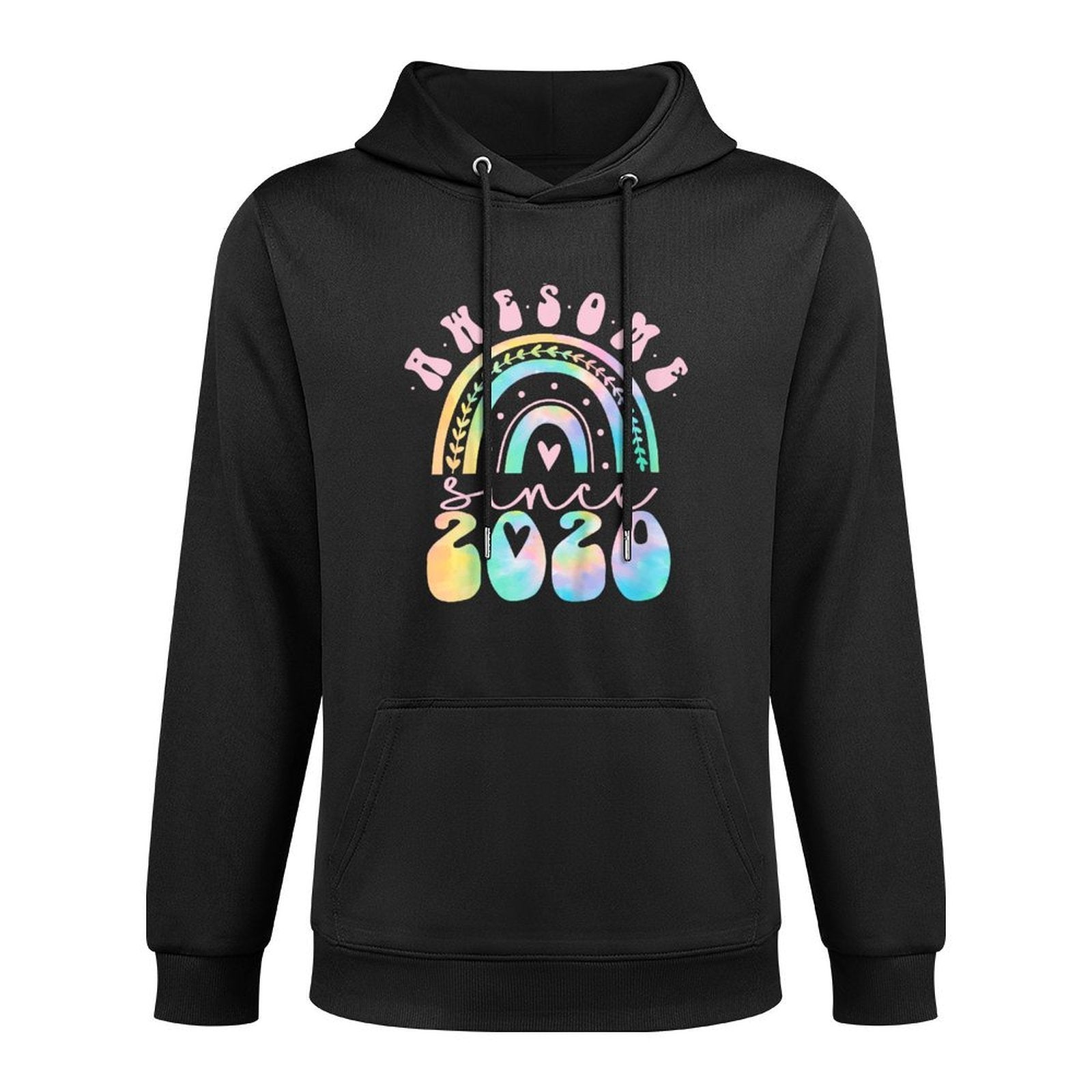 Kids Awesome Since 2020 5 Year Old Rainbow Tie Dye 5th Birthday Colorfast Hoodie