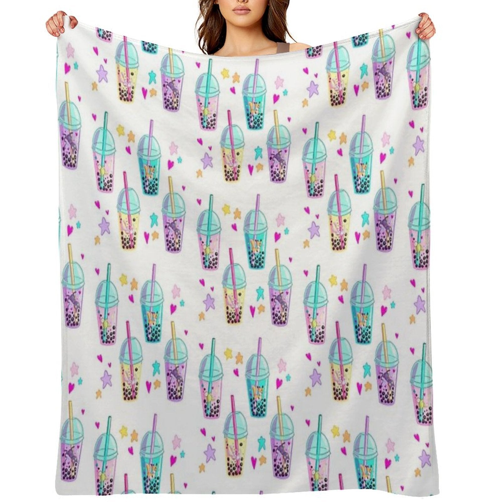 Cute Animals in Boba Easy Care Throw Blanket