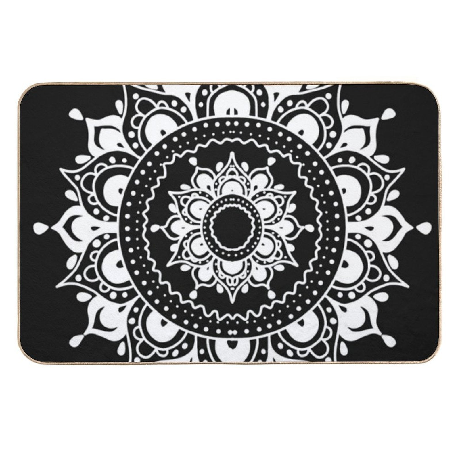 Classic Black And White Mandala Art  Easy To Clean Bath Mat