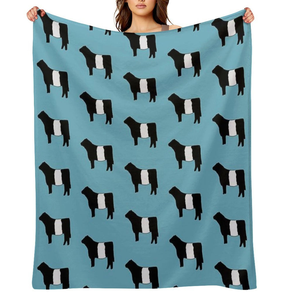 Belted Galloway Cow Plush Throw Blanket